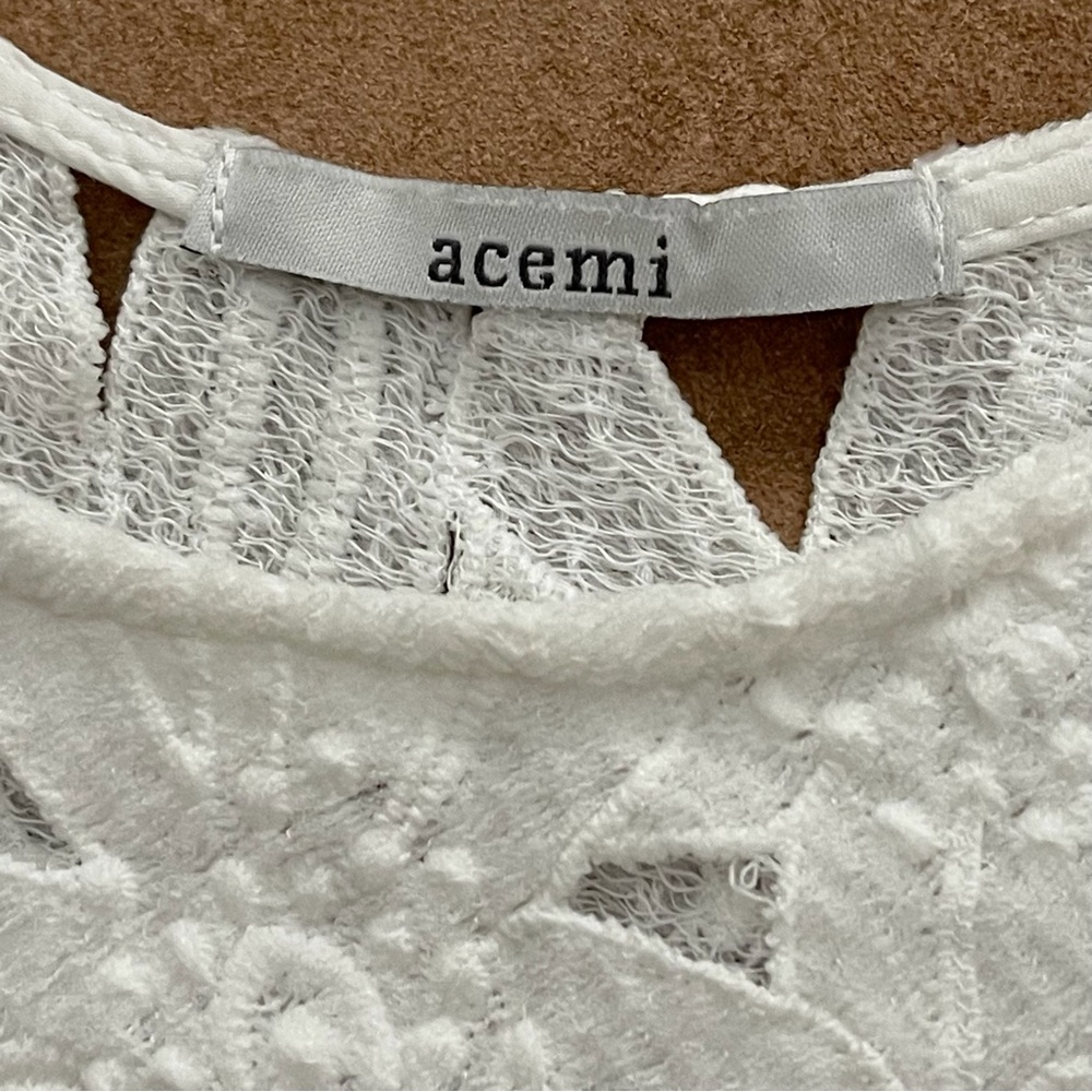Acemi Top Sleeveless White Floral Cut Lace Size M - Picture 10 of 12